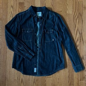 TNA Tried & Tested Boyfriend Denim Button-Up Shirt.